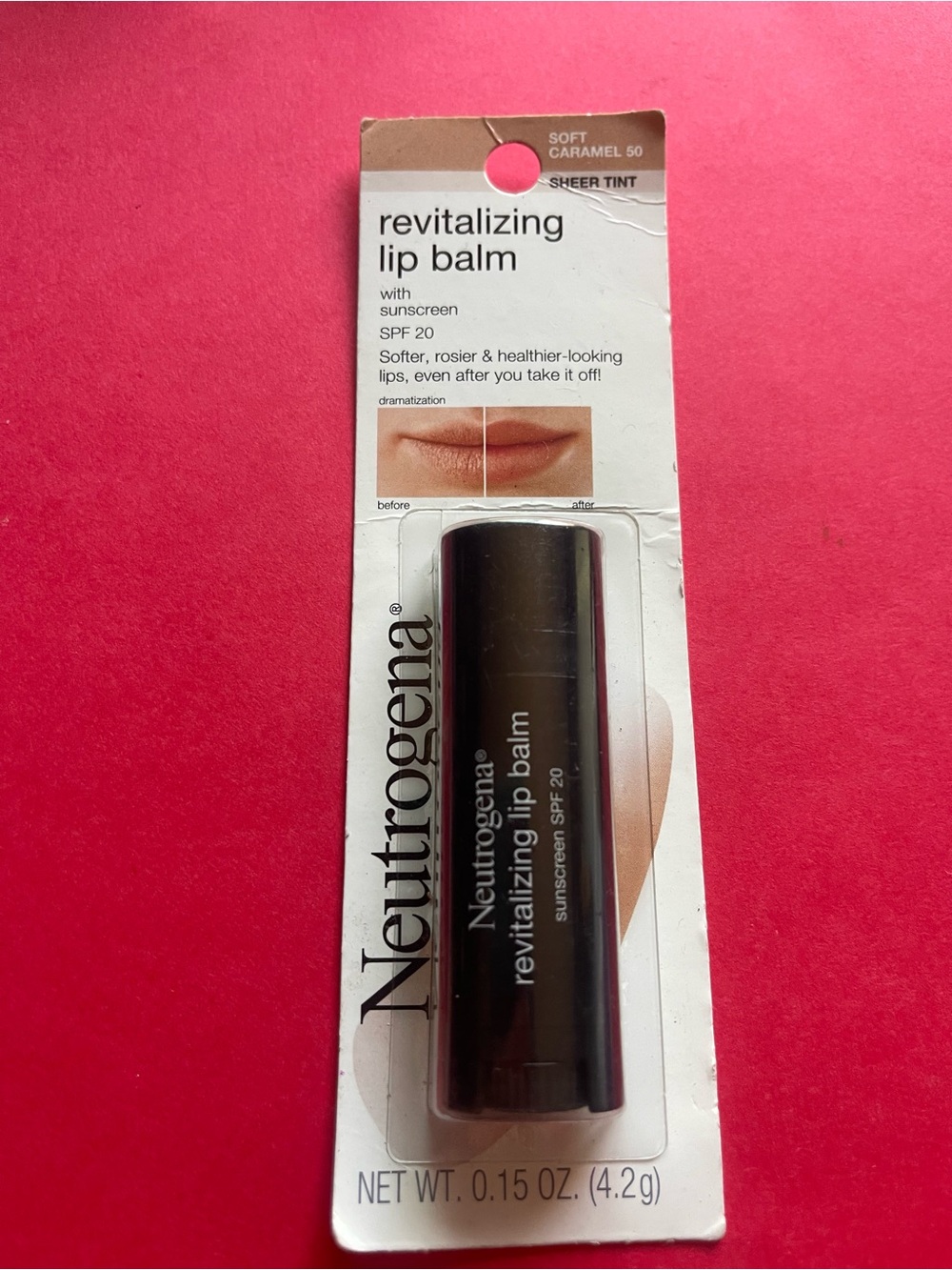 Neutrogena Revitalizing Tinted Lip Balm, SPF 20, Soft Caramel, .15 oz.